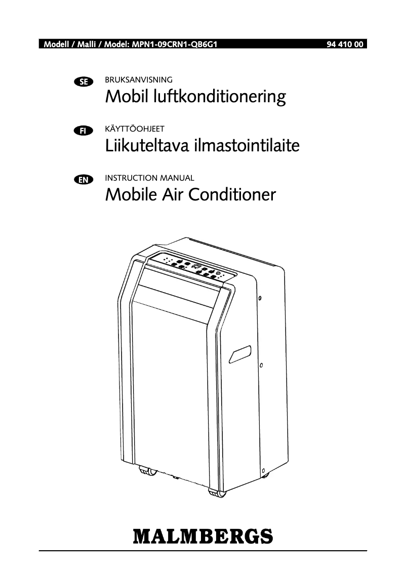 Page 1 de la notice Manuel utilisateur Malmbergs MPN1-09CRN1-QB6G1