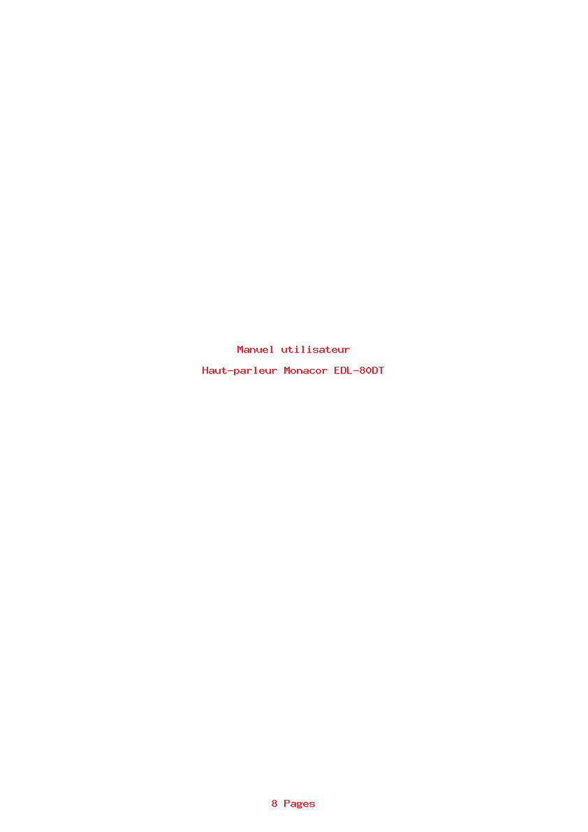 Page 1 de la notice Manuel utilisateur Monacor EDL-80DT