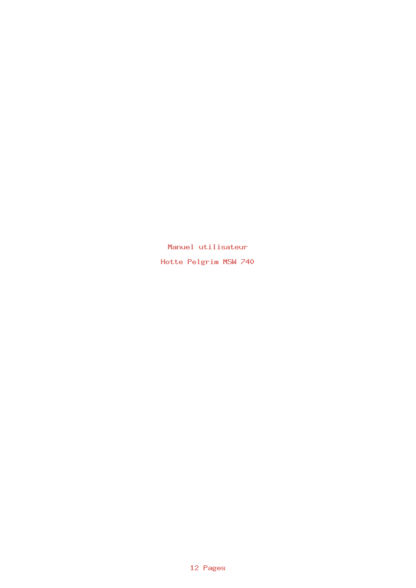 Page 1 de la notice Manuel utilisateur Pelgrim MSW 740