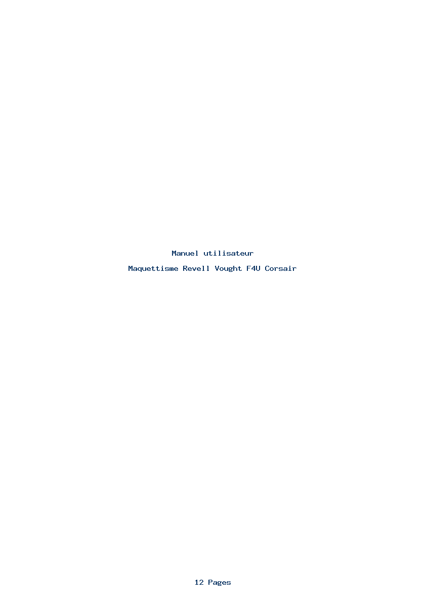 Page 1 de la notice Manuel utilisateur Revell Vought F4U Corsair