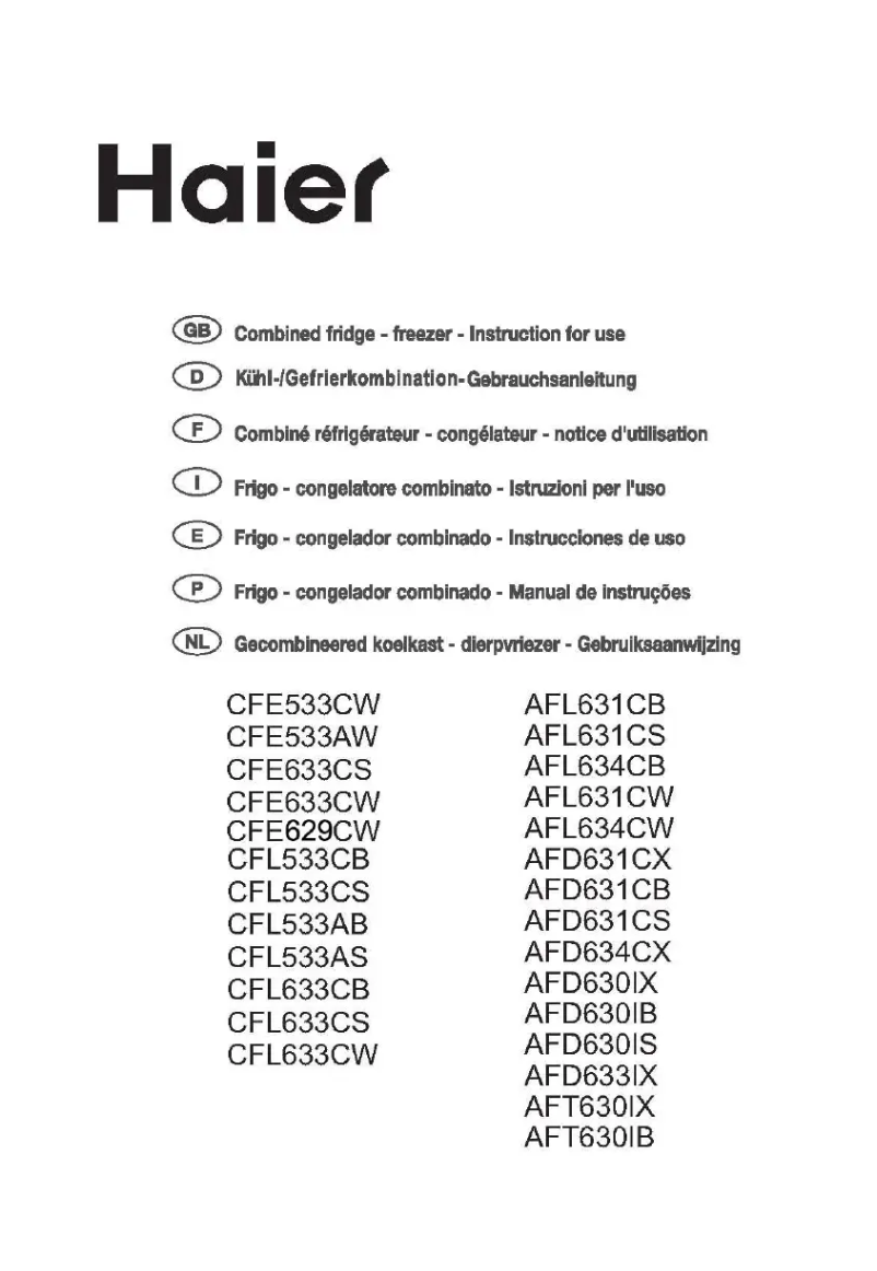 Page 1 de la notice Manuel utilisateur Haier CFE629CSE