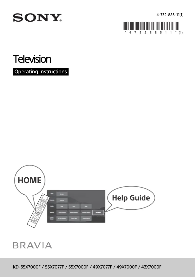 Page 1 de la notice Manuel utilisateur Sony Bravia KD-55X7077F