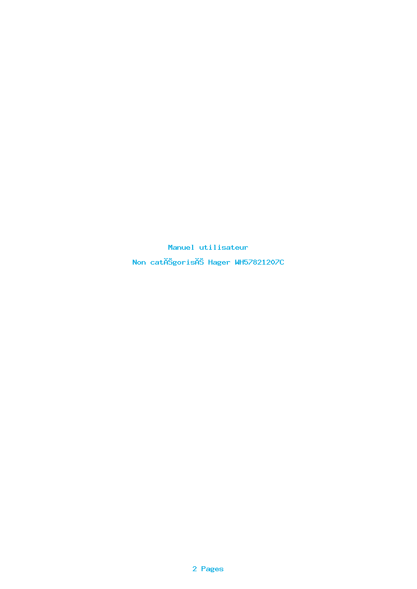 Page 1 de la notice Manuel utilisateur Hager WH57821207C