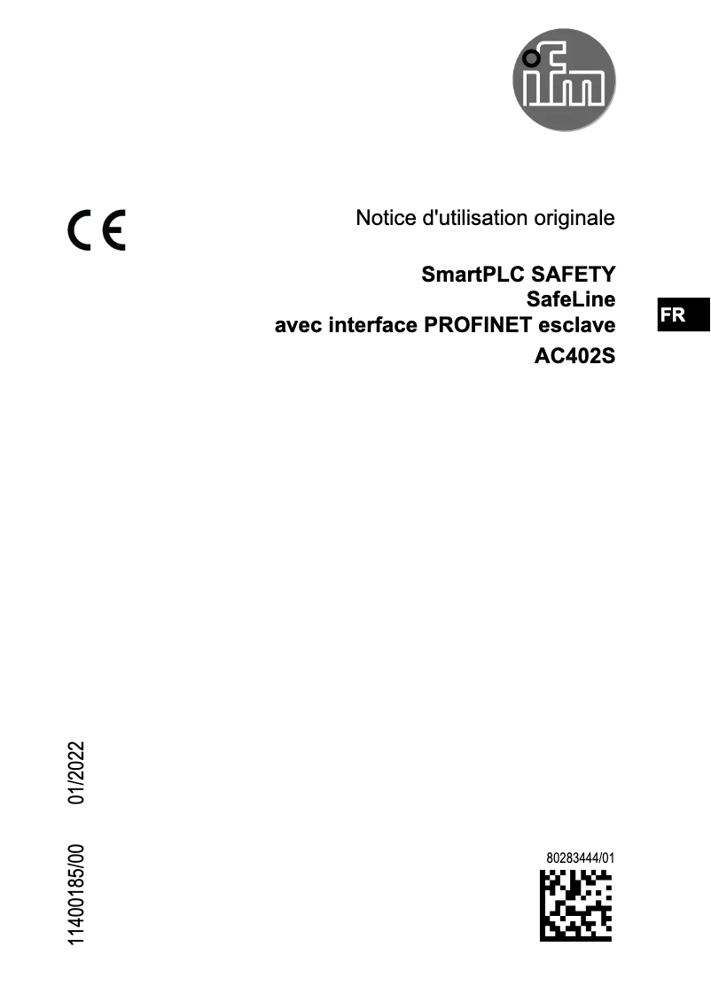 Page 1 de la notice Manuel utilisateur IFM AC402S