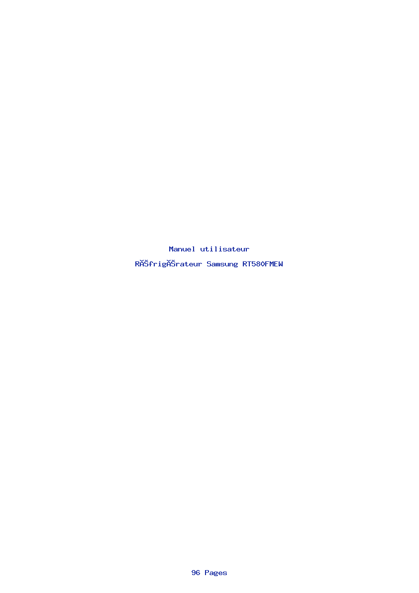 Page 1 de la notice Manuel utilisateur Samsung RT580FMEW