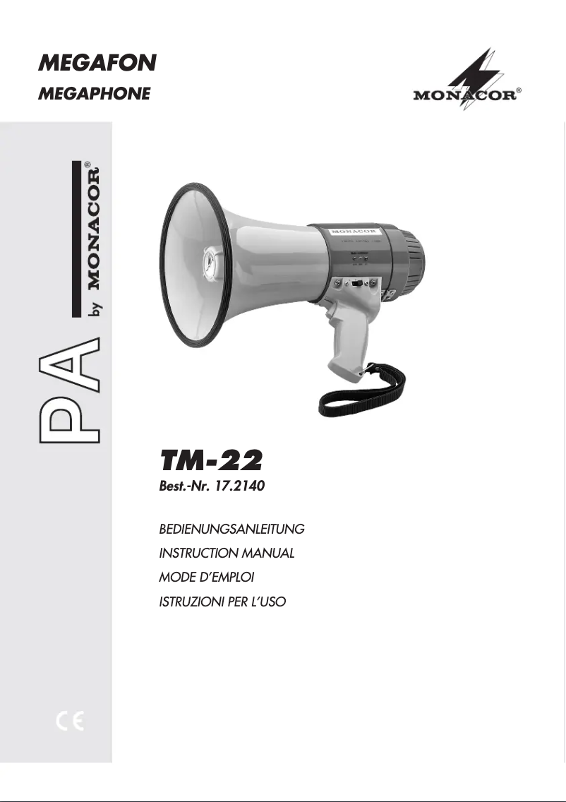 Page 1 of the manual User Manual Monacor TM-22