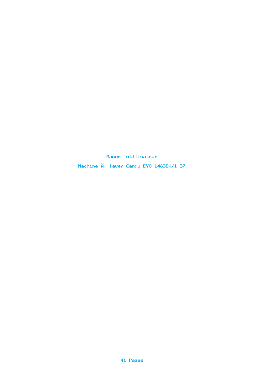 Page 1 de la notice Manuel utilisateur Candy EVO 1483DW/1-37