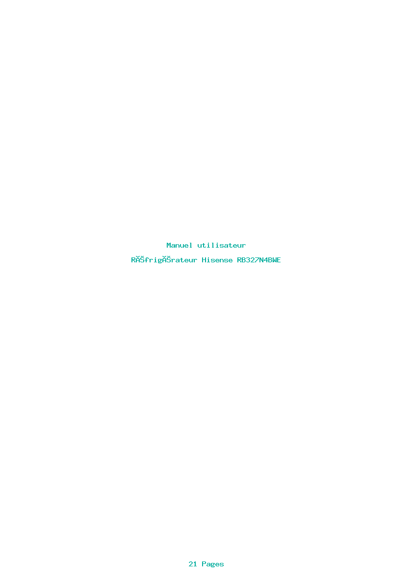 Page 1 de la notice Manuel utilisateur Hisense RB327N4BWE