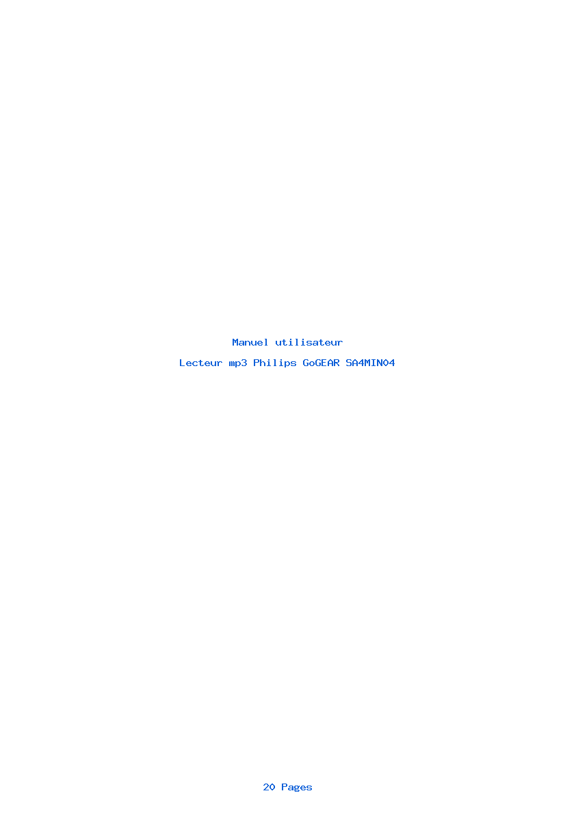 Page 1 de la notice Manuel utilisateur Philips GoGEAR SA4MIN04