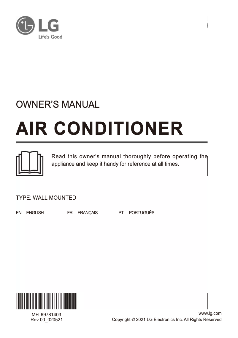 Page 1 de la notice Manuel utilisateur LG S4NQ18KL3QE