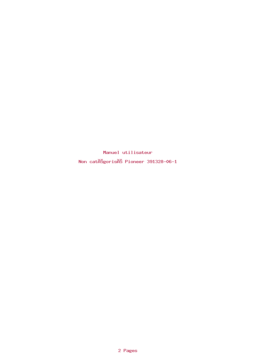 Page 1 de la notice Manuel utilisateur Pioneer 391328-06-1