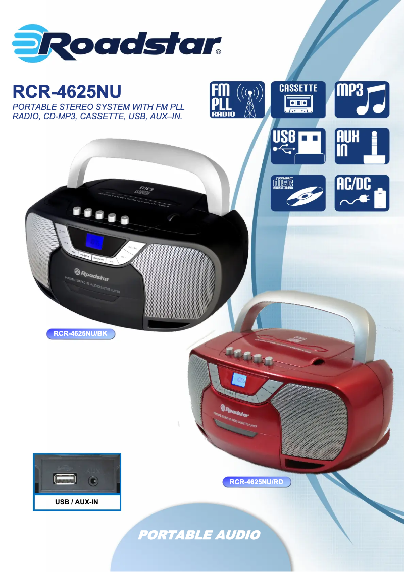 Page 1 of the manual Technical Sheet Roadstar RCR-4625NU