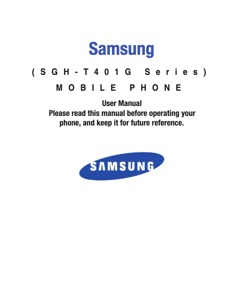 Page 1 de la notice Manuel utilisateur Samsung T401G