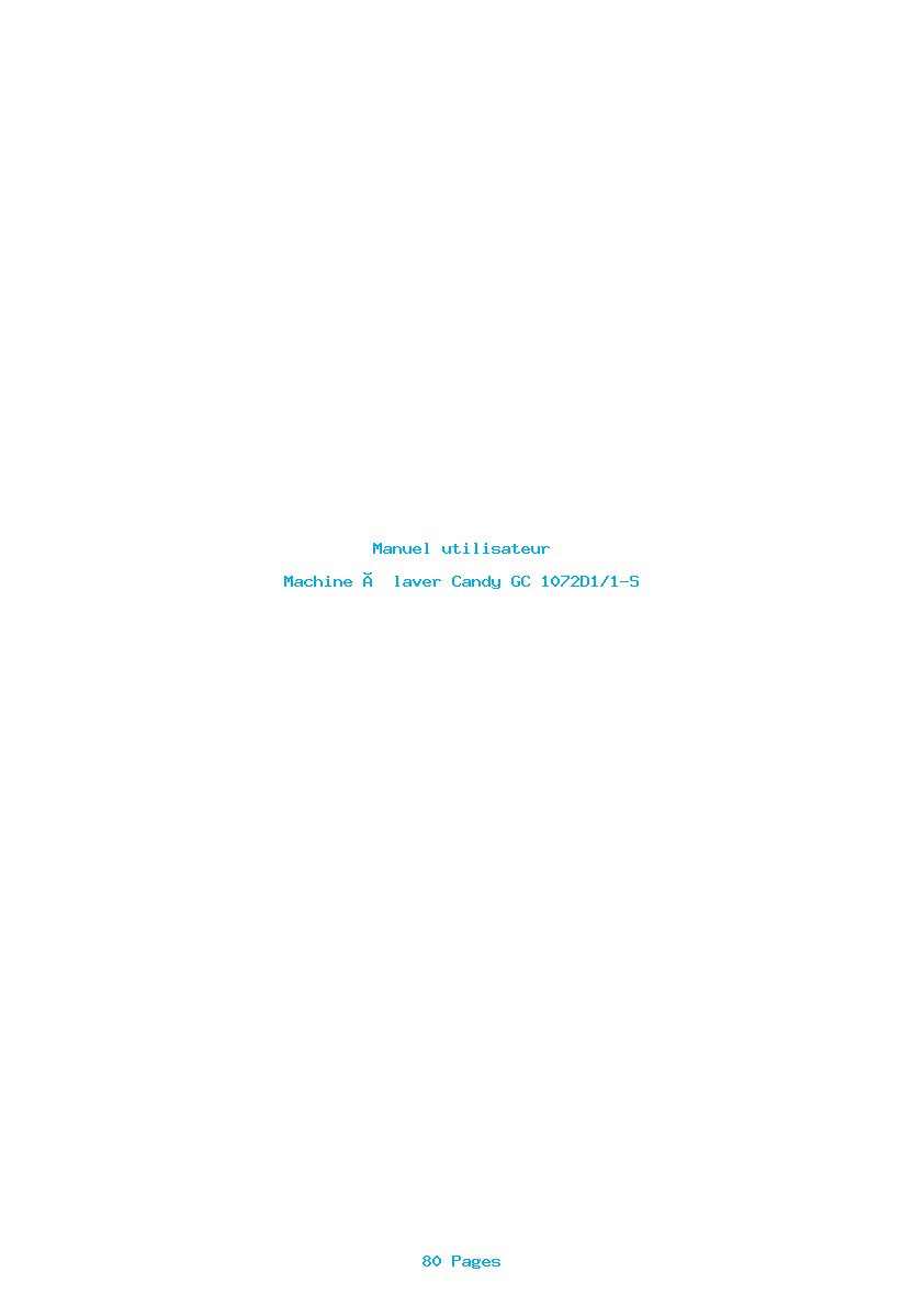 Page 1 de la notice Manuel utilisateur Candy GC 1072D1/1-S