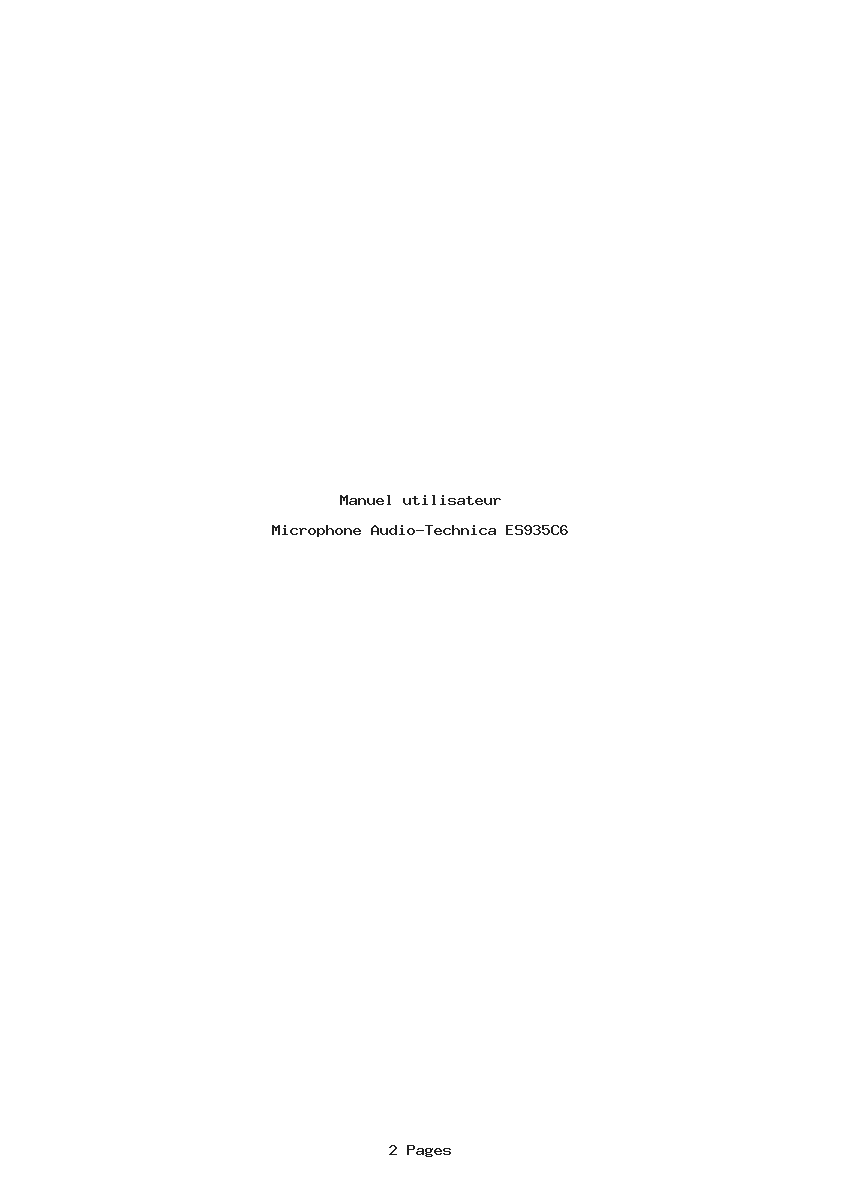 Page 1 de la notice Manuel utilisateur Audio-Technica ES935C6