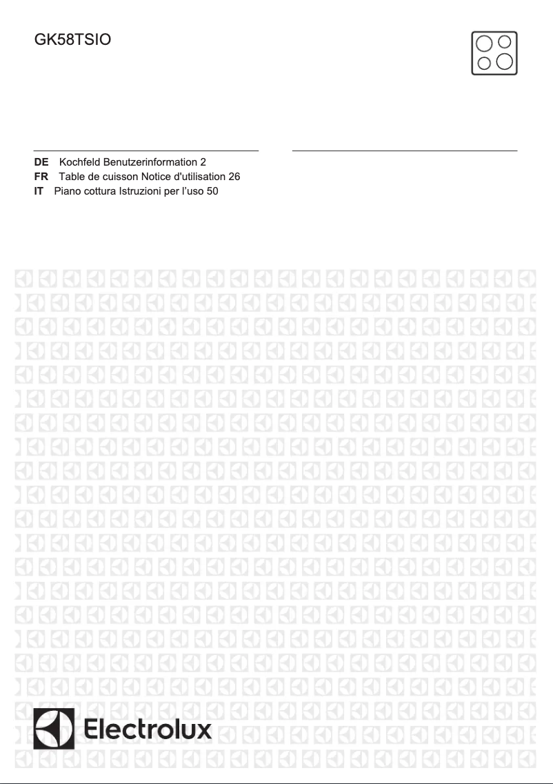 Page 1 de la notice Manuel utilisateur Electrolux GK58TSIO