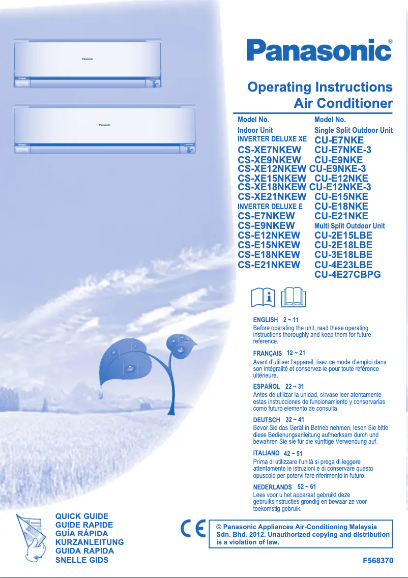 Página 1 del manual Manual de usuario Panasonic CU-E15NKE