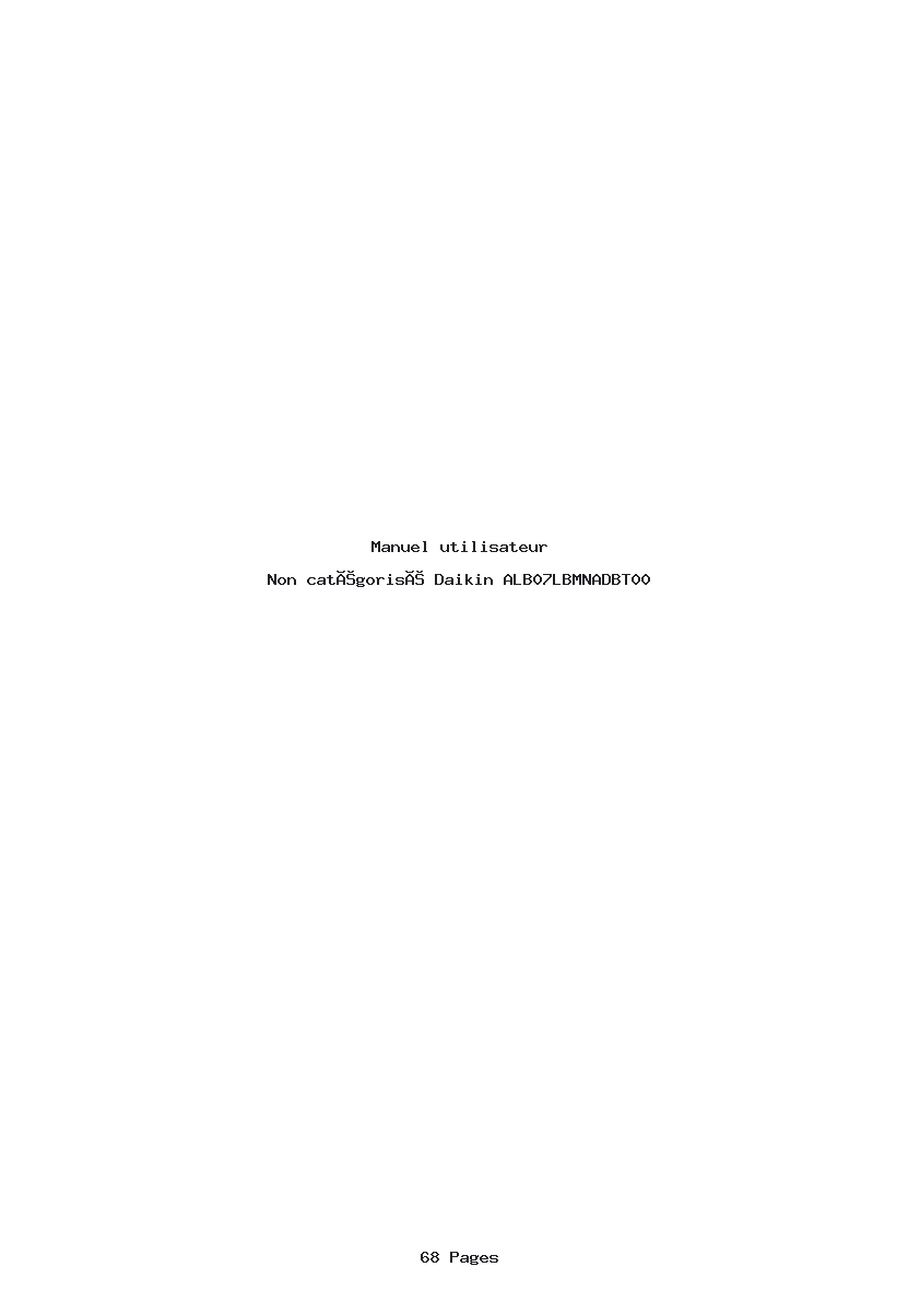 Page 1 de la notice Manuel utilisateur Daikin ALB07LBMNADBT00