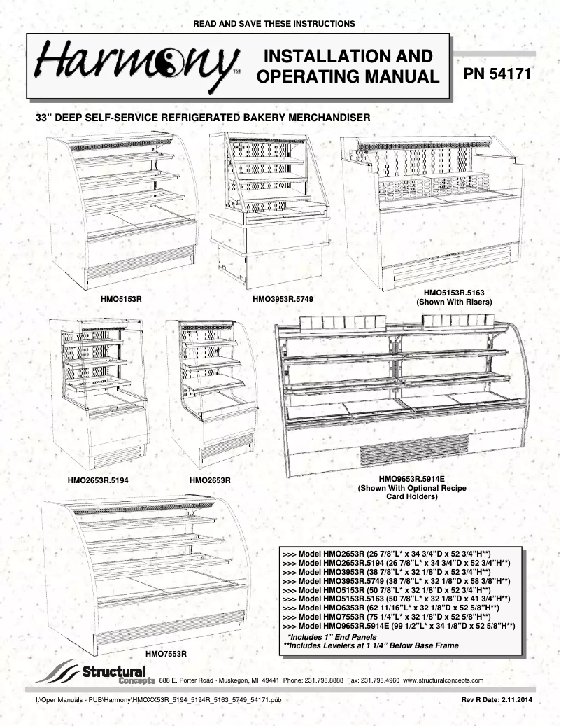 Page 1 de la notice Manuel utilisateur Structural Concepts HMBC2-E3
