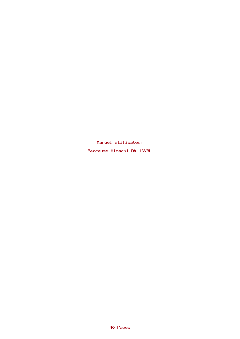 Page 1 de la notice Manuel utilisateur Hitachi DV 16VBL
