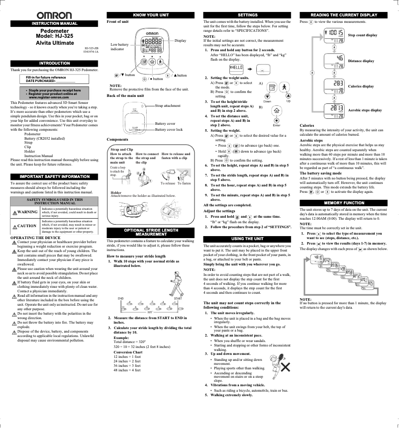 Page 1 de la notice Manuel utilisateur Omron Alvita Ultimate HJ-325