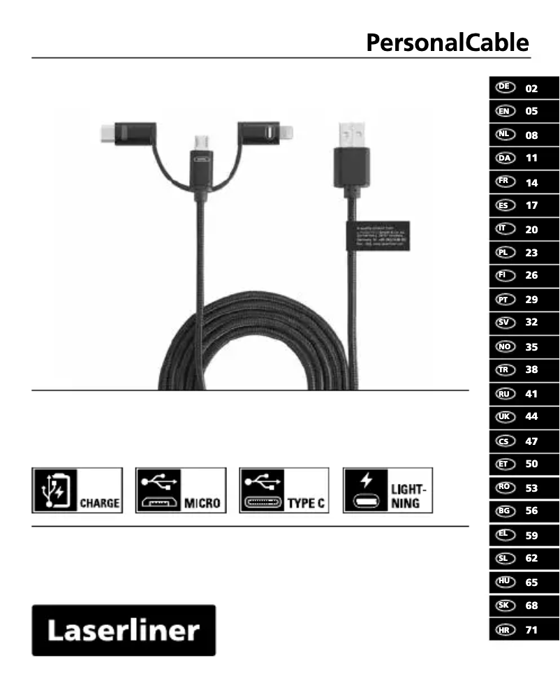 Page 1 de la notice Manuel utilisateur Laserliner PersonalCable