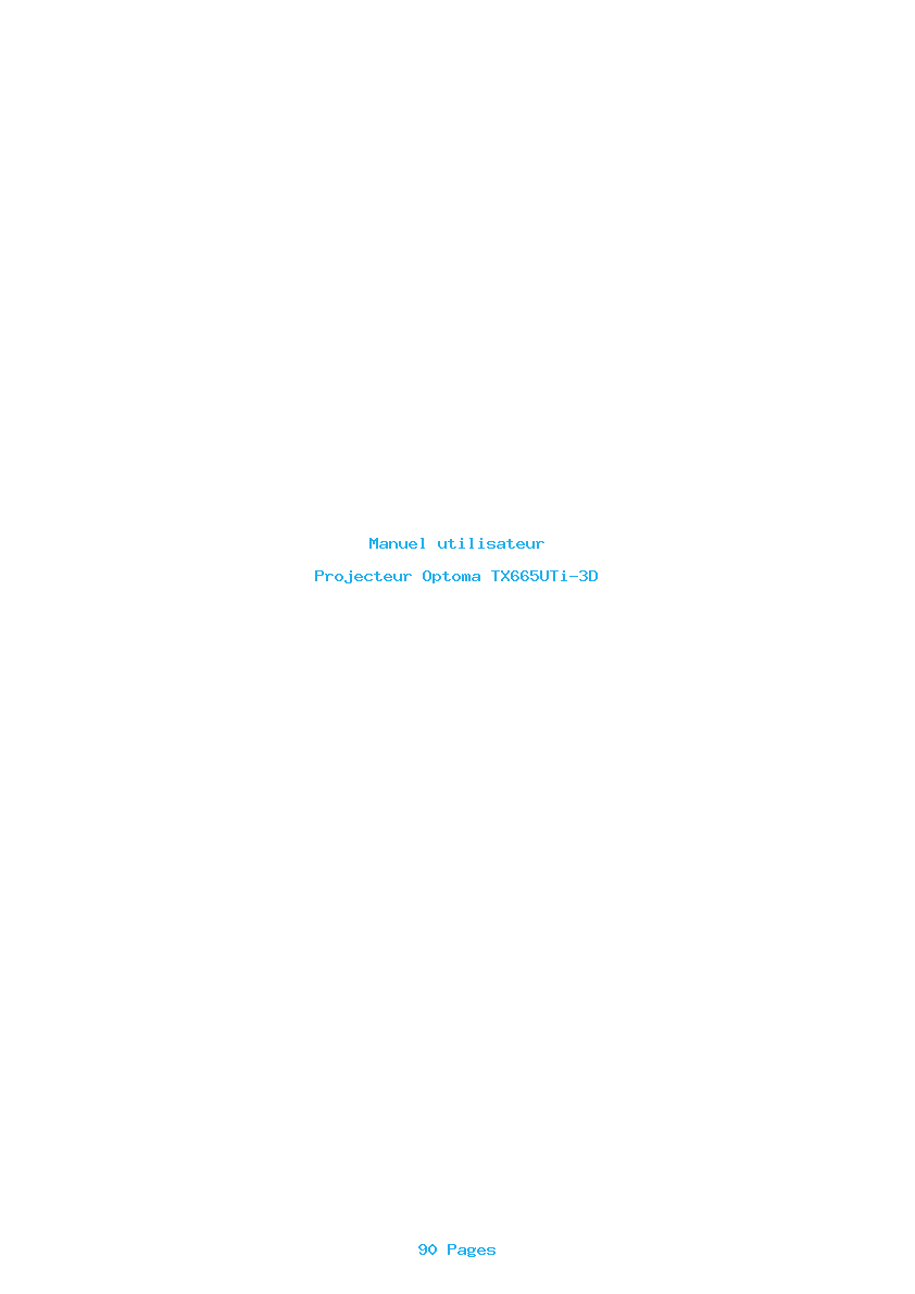 Page 1 de la notice Manuel utilisateur Optoma TX665UTi-3D