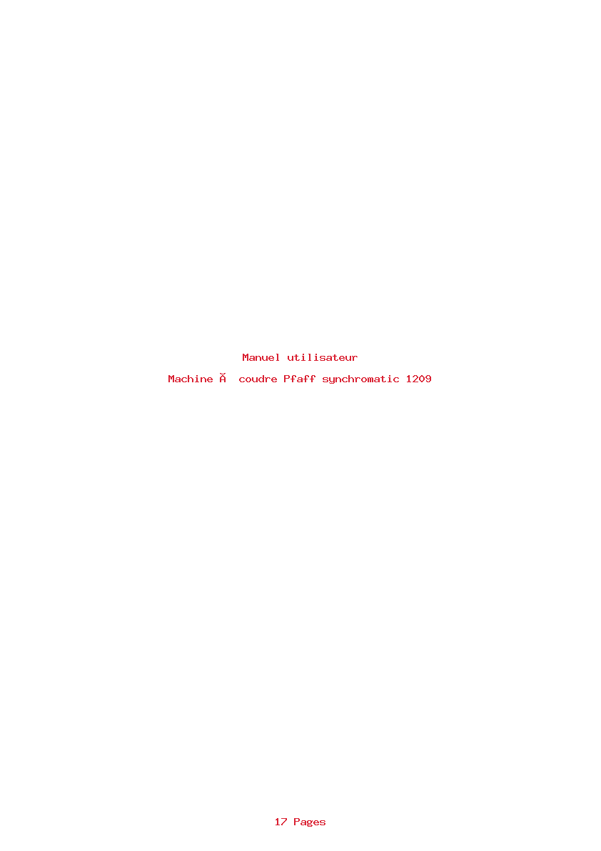 Page 1 de la notice Manuel utilisateur Pfaff synchromatic 1209