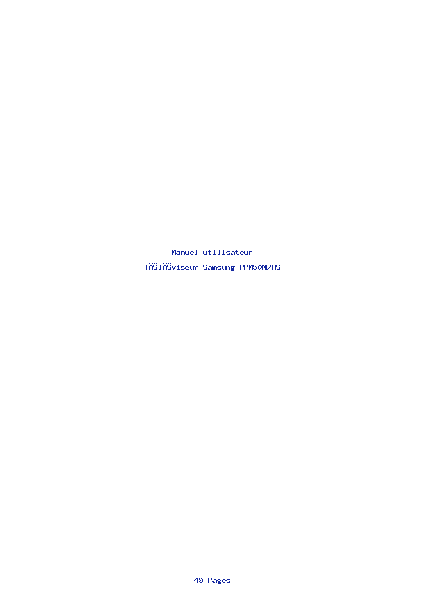 Page 1 de la notice Manuel utilisateur Samsung PPM50M7HS