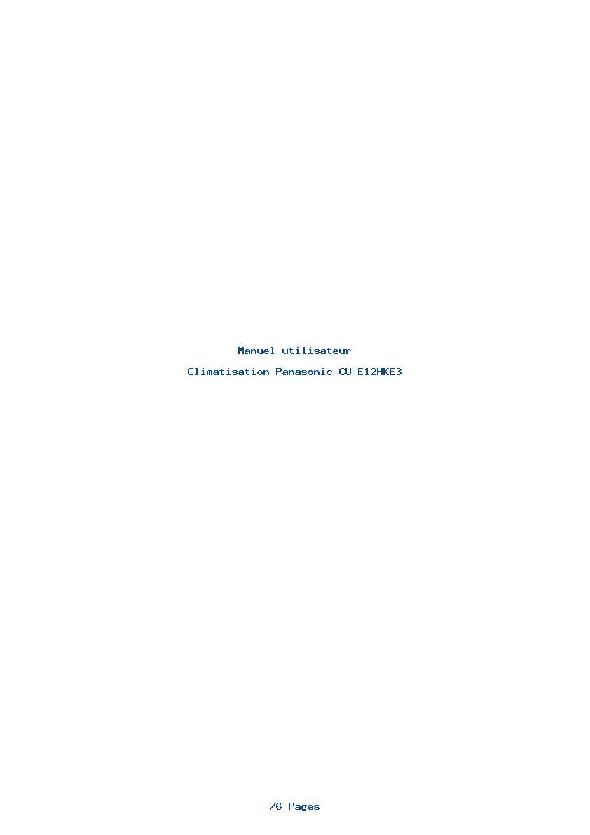 Page 1 de la notice Manuel utilisateur Panasonic CU-E12HKE3