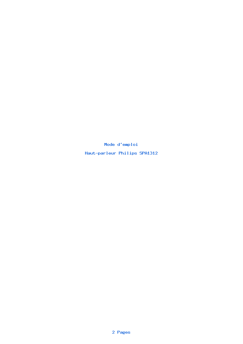 Page 1 de la notice Mode d'emploi Philips SPA1312
