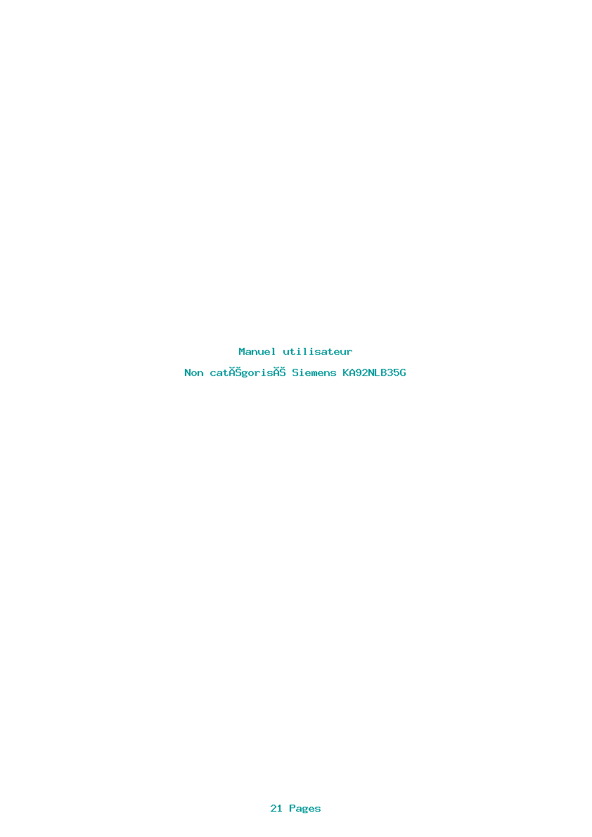 Page 1 de la notice Manuel utilisateur Siemens KA92NLB35G