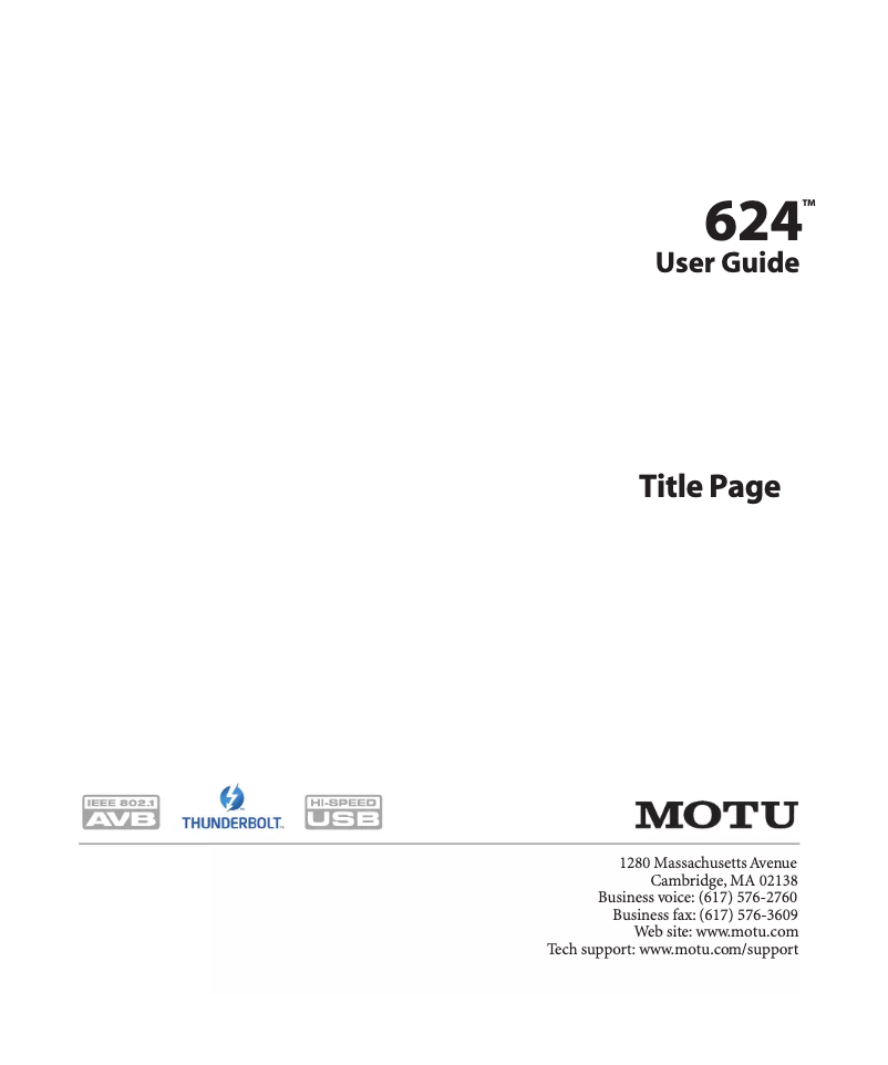 Page 1 de la notice Manuel utilisateur Motu 624