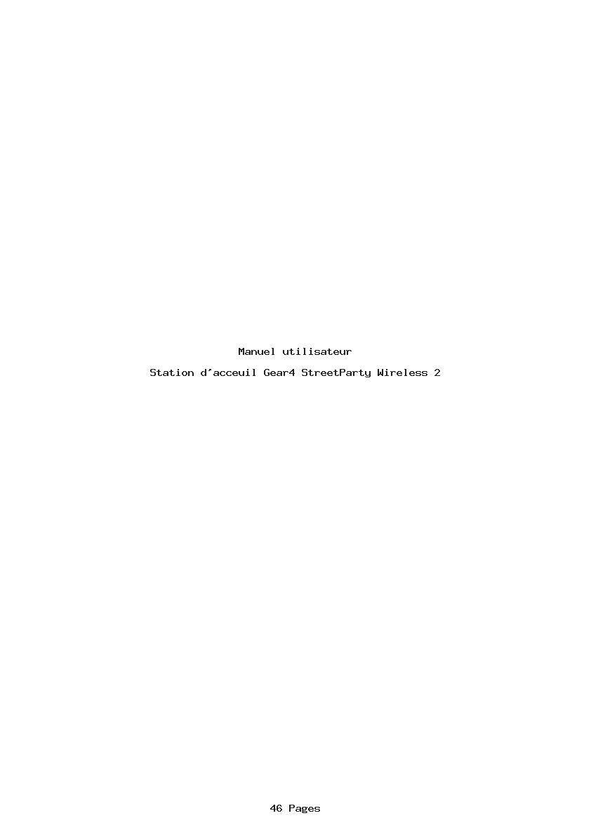 Page 1 de la notice Manuel utilisateur Gear4 StreetParty Wireless 2