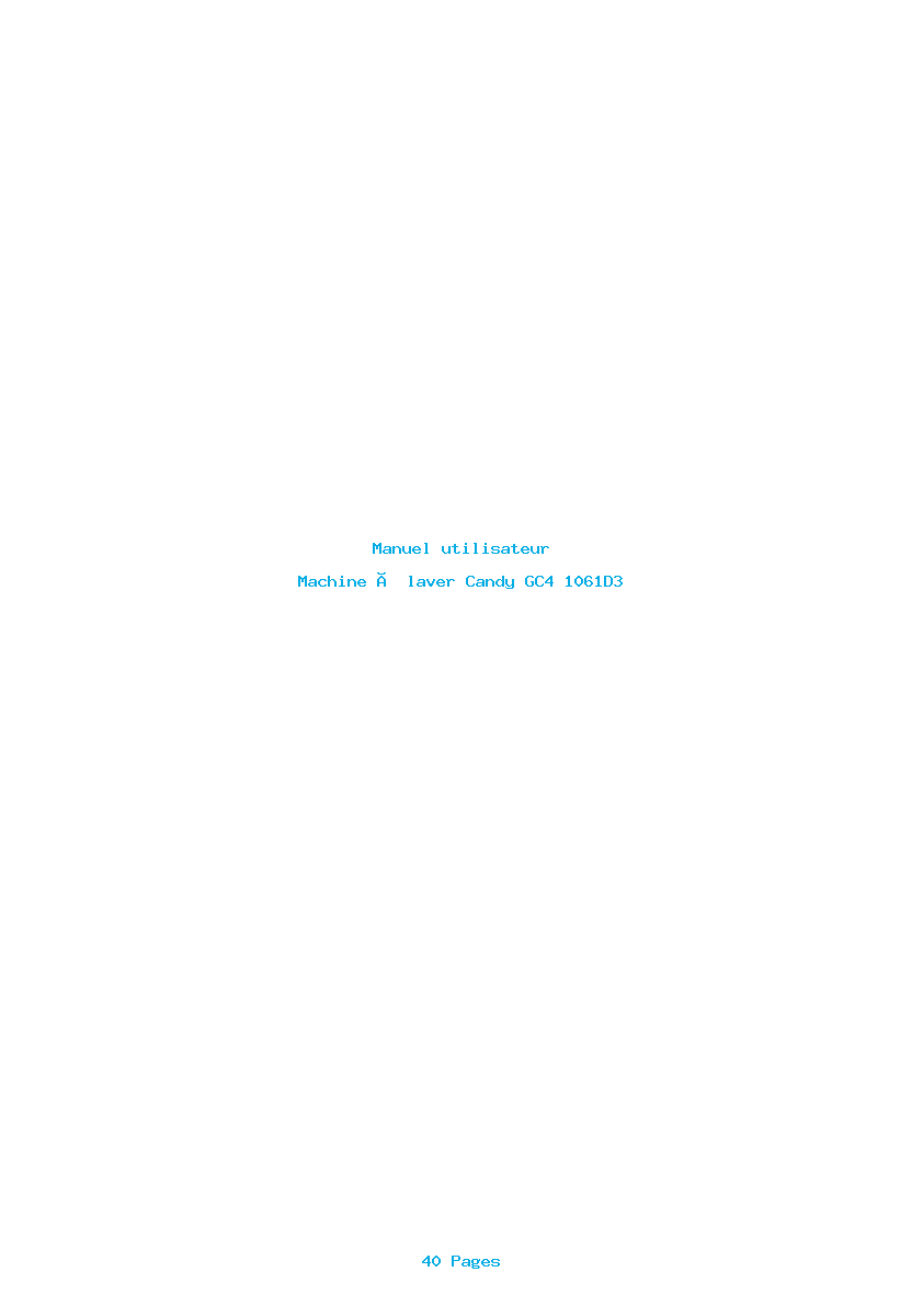 Page 1 de la notice Manuel utilisateur Candy GC4 1061D3