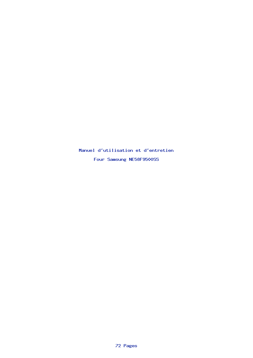 Page 1 de la notice Manuel d'utilisation et d'entretien Samsung NE58F9500SS
