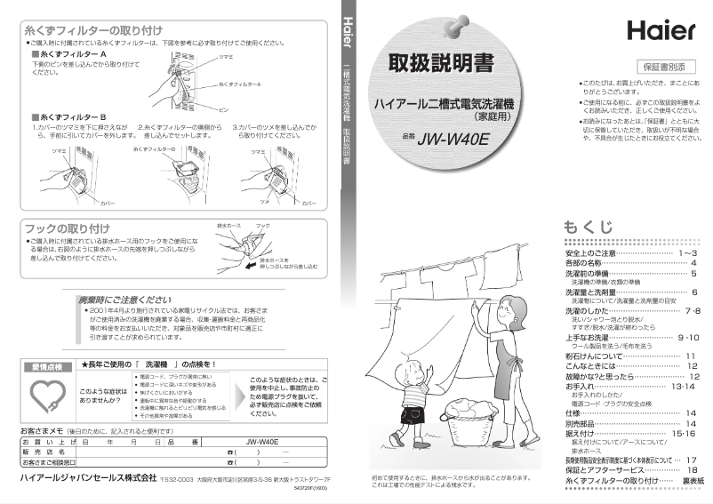 Página 1 del manual Manual de usuario Haier JW-W40E