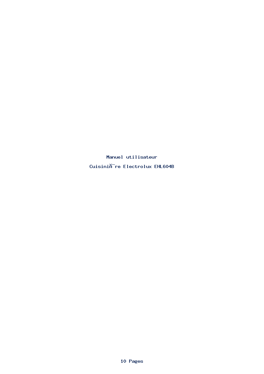 Page 1 de la notice Manuel utilisateur Electrolux EHL604B