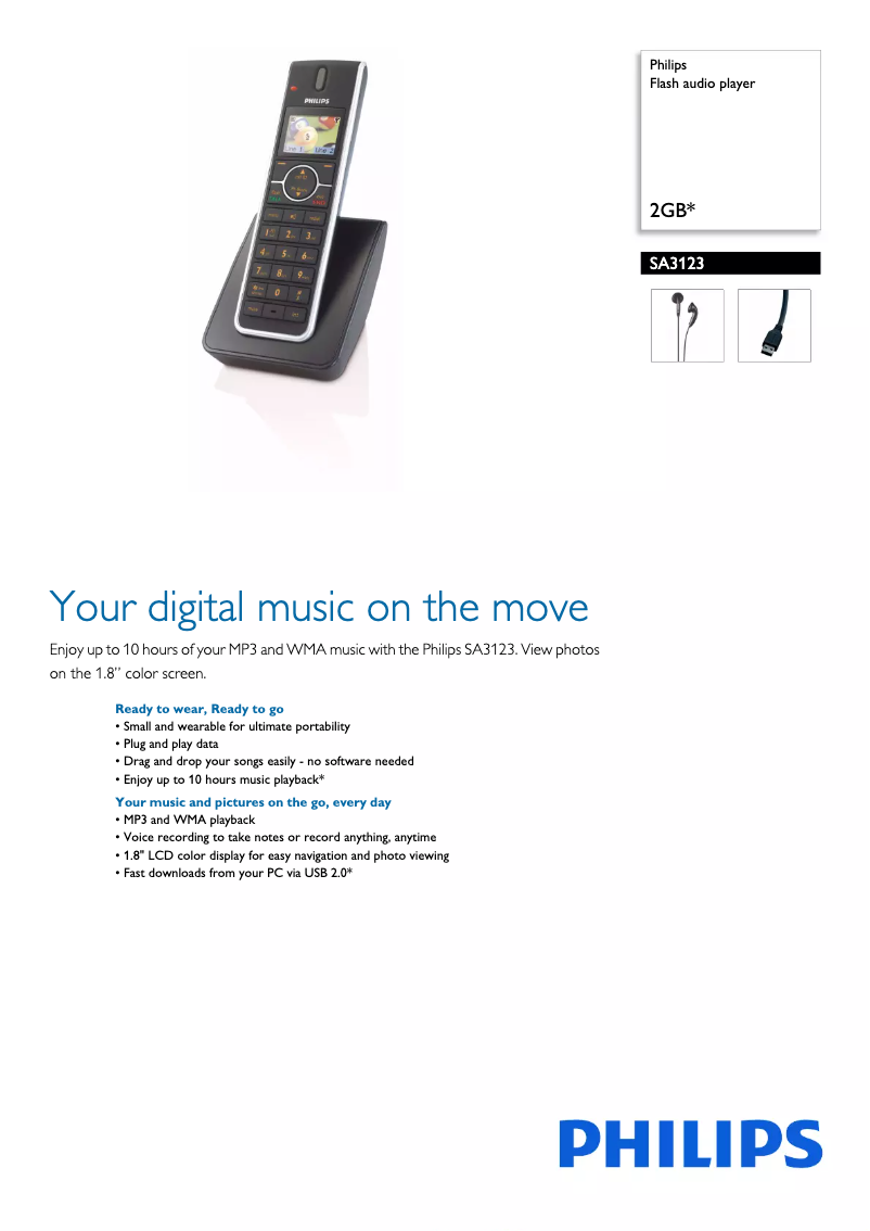 Page 1 of the manual Brochure Philips GoGear SA3123