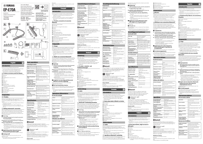 Page 1 de la notice Manuel utilisateur Yamaha EP-E70A