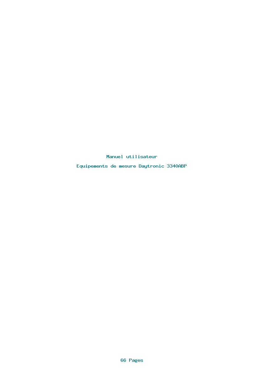 Page 1 de la notice Manuel utilisateur Daytronic 3340ABP
