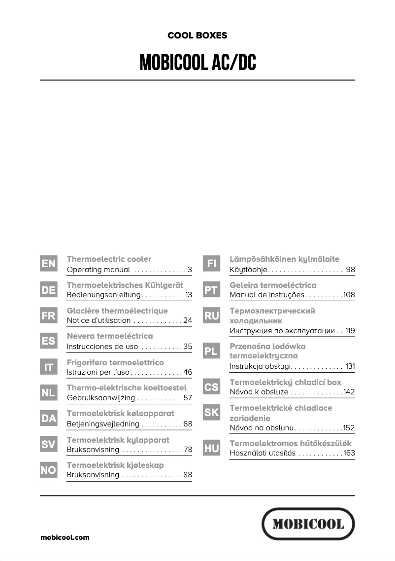 Page 1 de la notice Manuel utilisateur Mobicool K26
