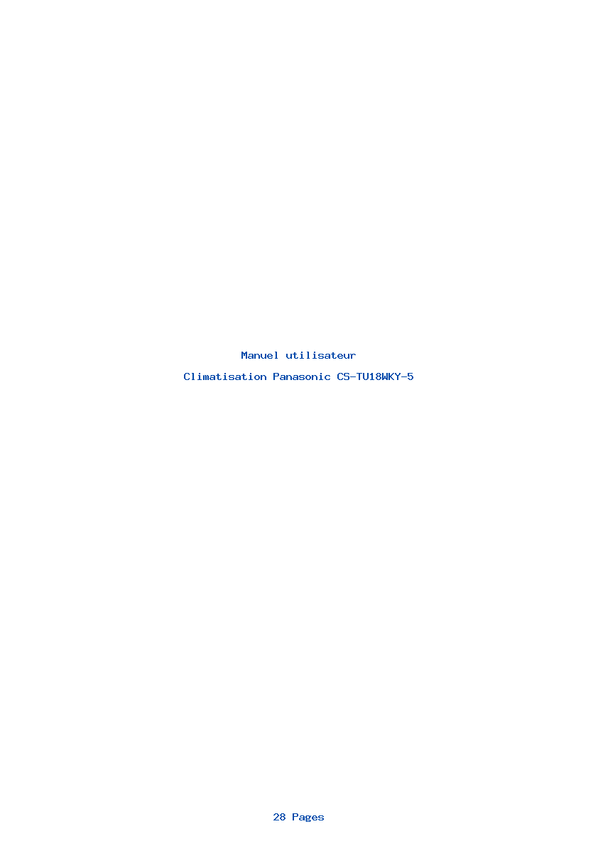 Page 1 de la notice Manuel utilisateur Panasonic CS-TU18WKY-5