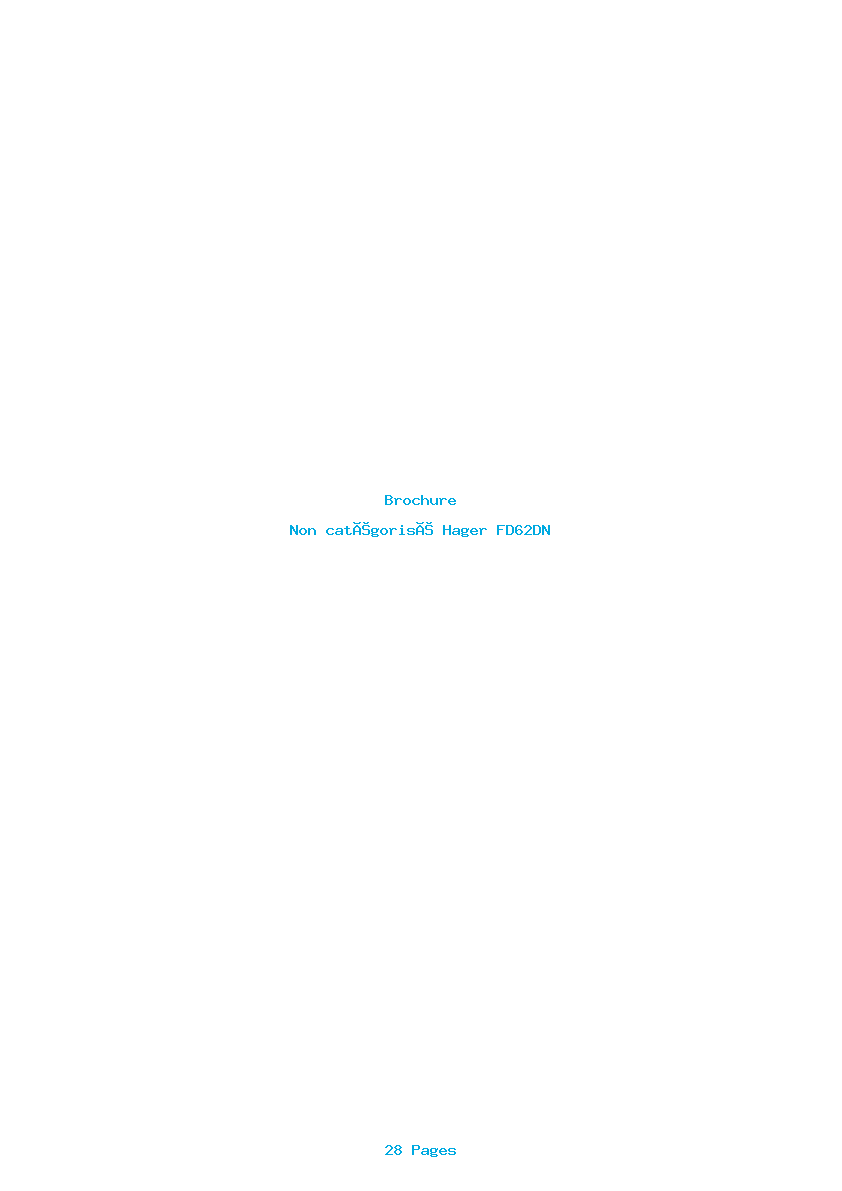 Page 1 de la notice Brochure Hager FD62DN