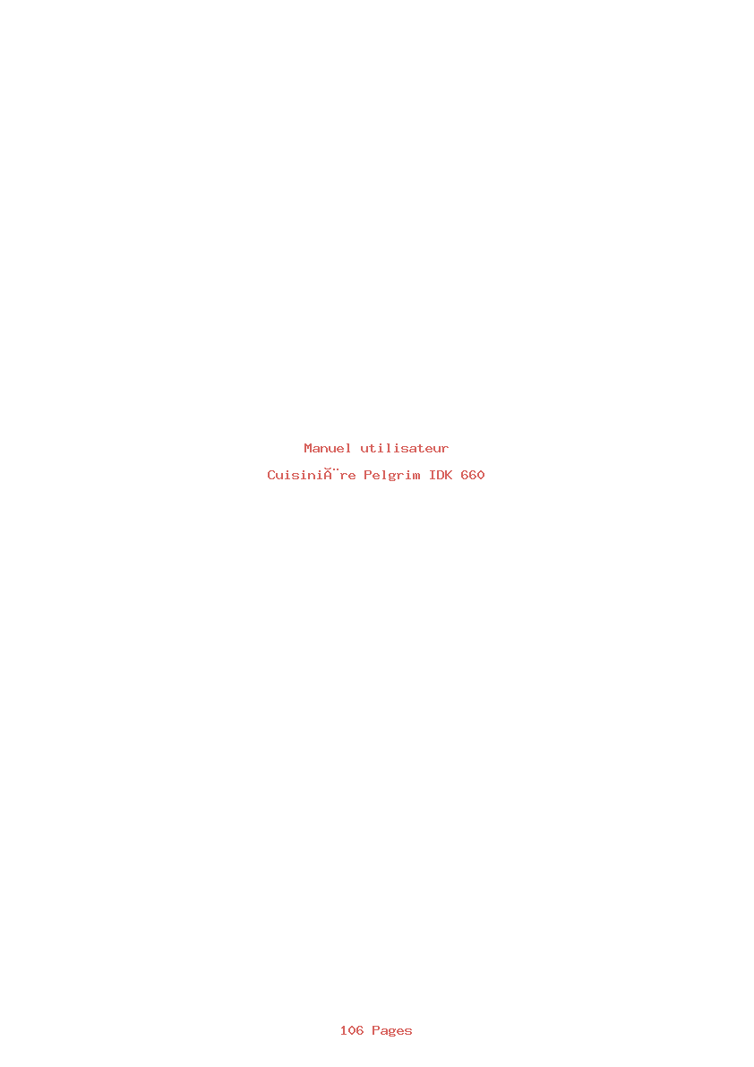 Page 1 de la notice Manuel utilisateur Pelgrim IDK 660