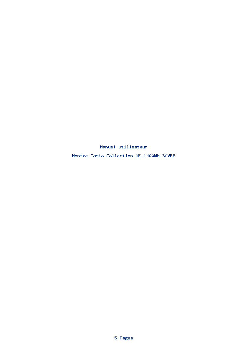 Page 1 de la notice Manuel utilisateur Casio Collection AE-1400WH-3AVEF