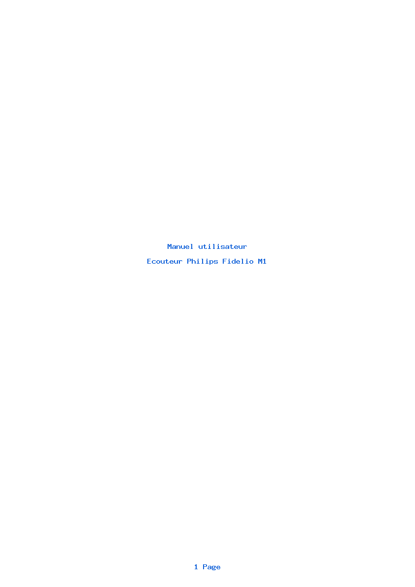Page 1 de la notice Manuel utilisateur Philips Fidelio M1