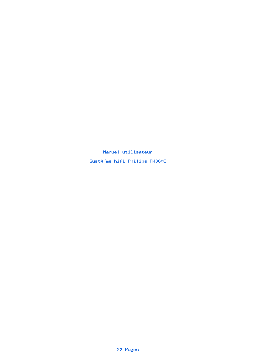 Page 1 de la notice Manuel utilisateur Philips FW360C