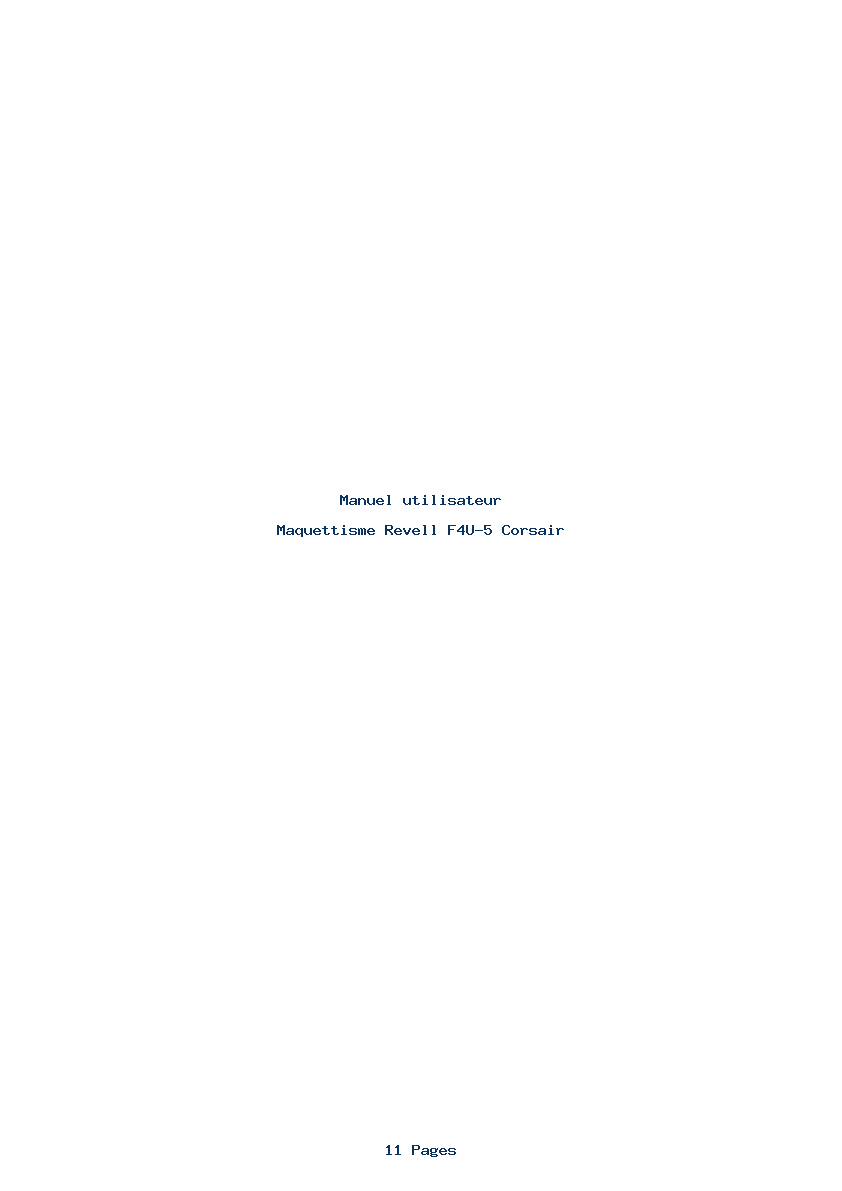 Page 1 de la notice Manuel utilisateur Revell F4U-5 Corsair