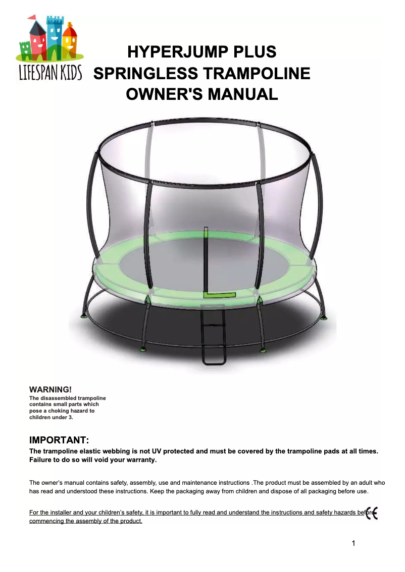 Page 1 de la notice Manuel utilisateur Lifespan Kids HyperJump Plus